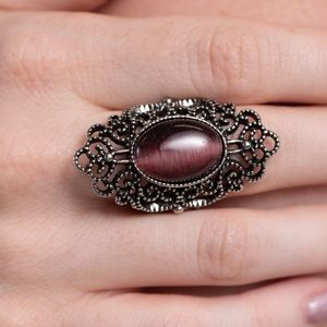 Cats Eye Filigree Vine Ring